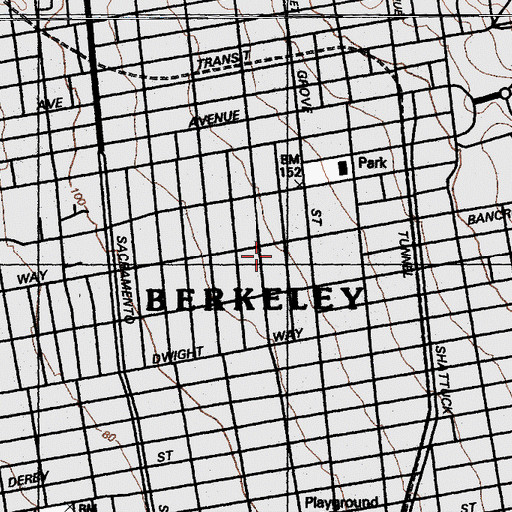 Topographic Map of First Church of the Nazarene, CA