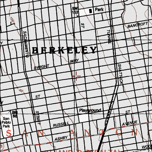 Topographic Map of Grove Street Christian Church, CA