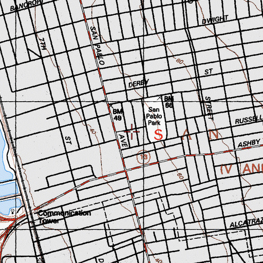 Topographic Map of Olive Grove Missionary Baptist Church, CA