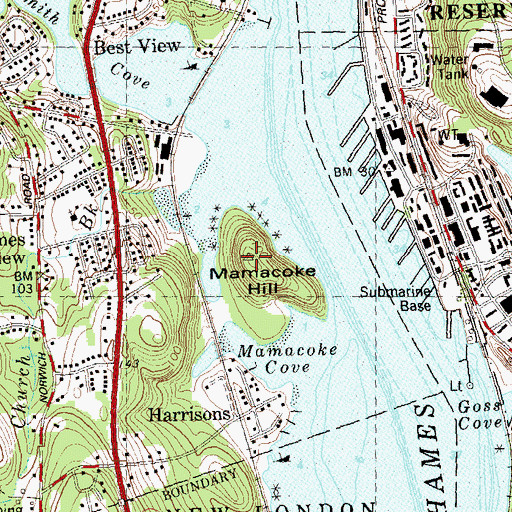 Topographic Map of Mamacoke Hill, CT