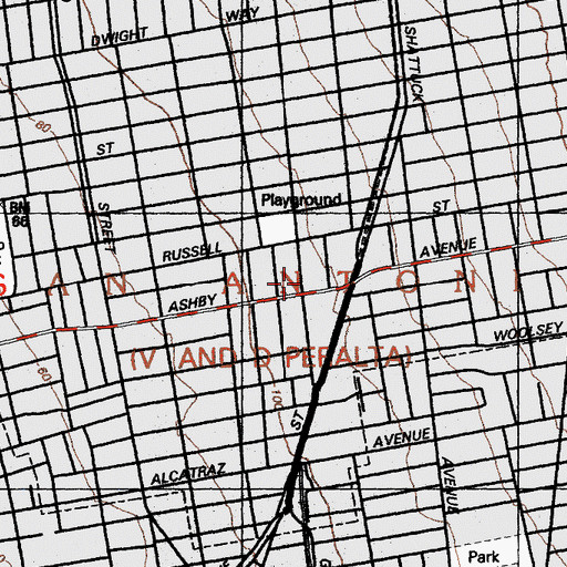 Topographic Map of South Berkeley Church of Christ, CA