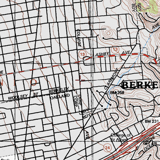 Topographic Map of Third Church of Christ Scientist, CA