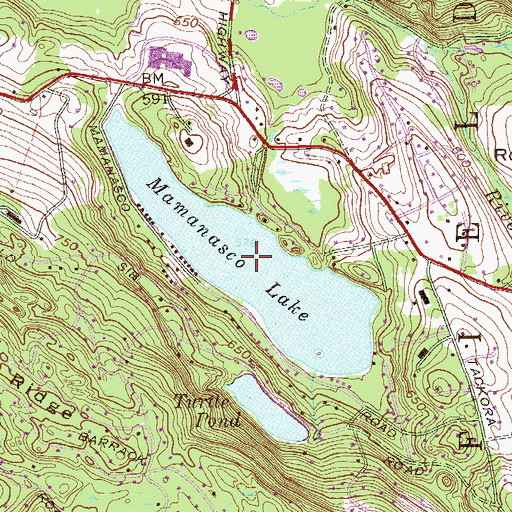 Topographic Map of Mamanasco Lake, CT