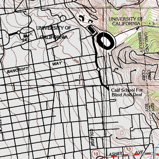 Topographic Map of University Lutheran Chapel, CA