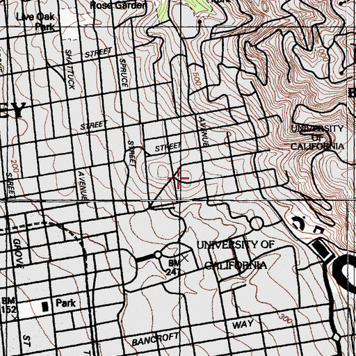 Topographic Map of Church Divinity School of the Pacific, CA