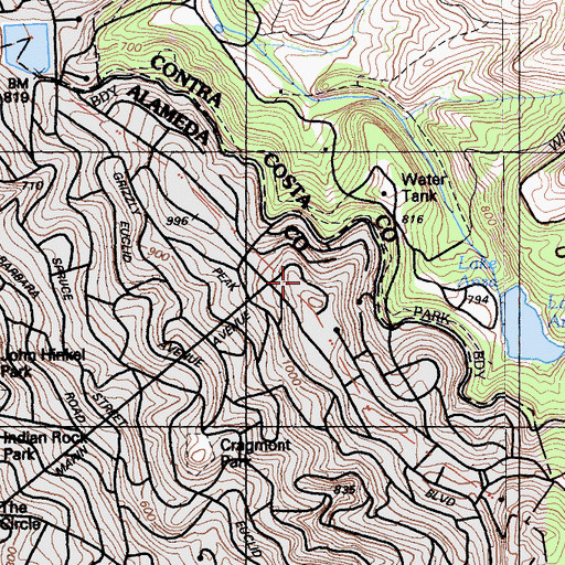 Topographic Map of Beasom Hall, CA