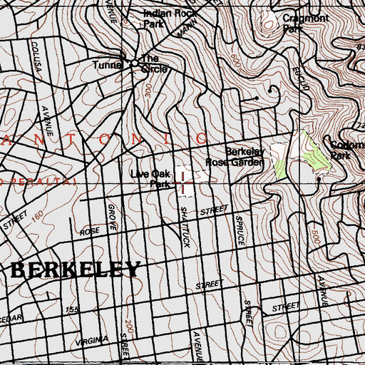 Topographic Map of Live Oak Art And Garden Center, CA