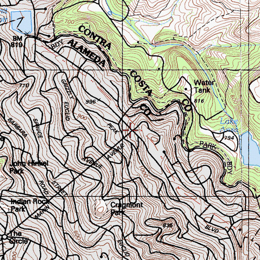 Topographic Map of Sawyer Hall, CA