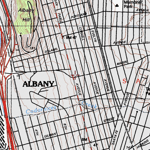 Topographic Map of Albany Community Methodist Church (historical), CA