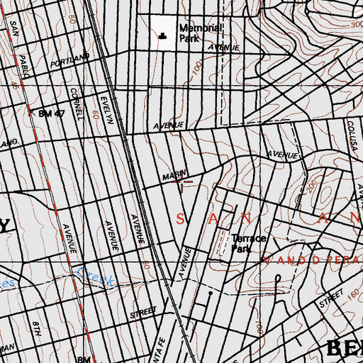 Topographic Map of Church of Christ, CA