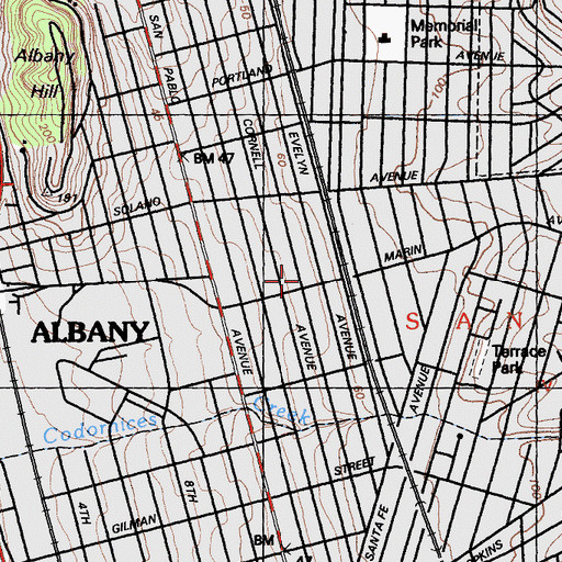 Topographic Map of Gracemont Baptist Church, CA