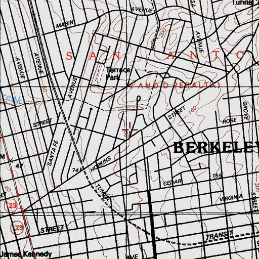 Topographic Map of Immanuel Baptist Church, CA