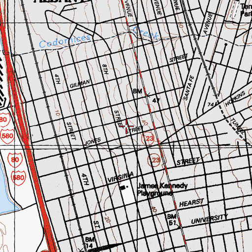 Topographic Map of Franklin Branch Public School, CA