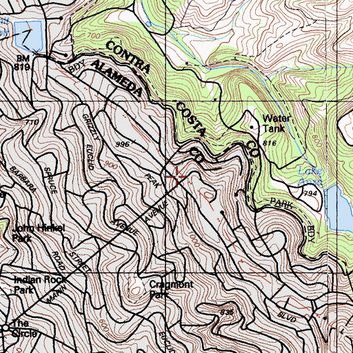 Topographic Map of Pacific Lutheran Theological Seminary, CA