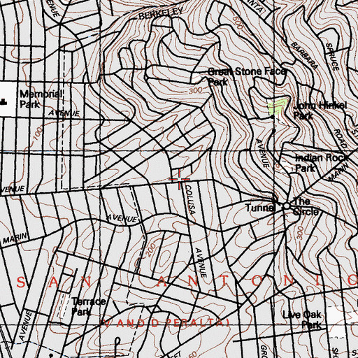 Topographic Map of Oaks Theatre, CA