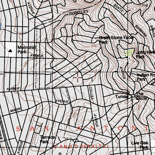 Topographic Map of Thousand Oaks Baptist Church, CA