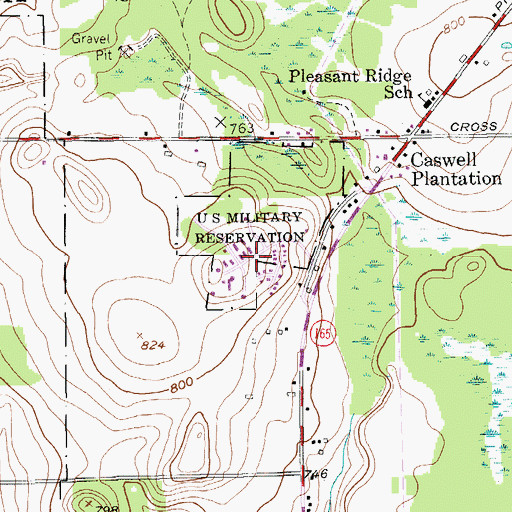 Topographic Map of Caswell Air Force Station (historical), ME