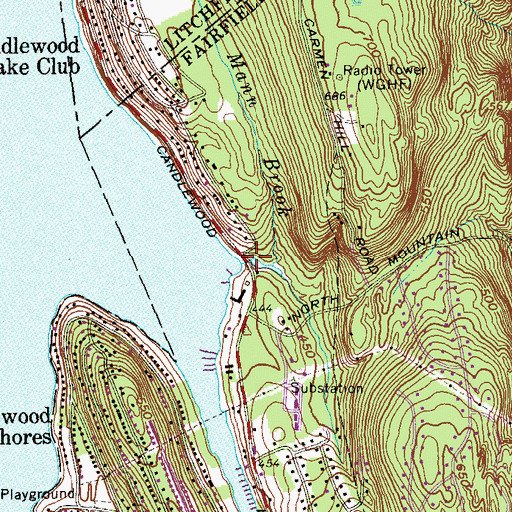 Topographic Map of Mann Brook, CT
