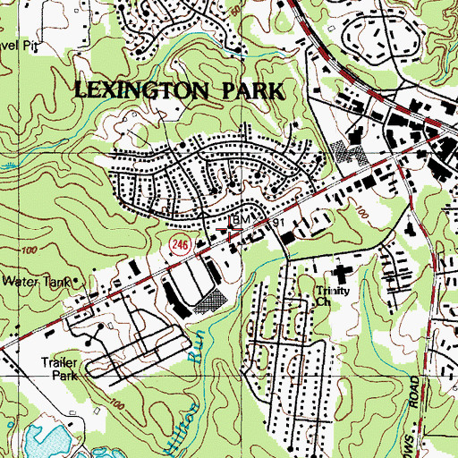 Topographic Map of Lexington Park Volunteer Rescue Squad Company 39, MD
