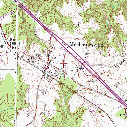Topographic Map of Mechanicsville Volunteer Fire Department Company 2, MD