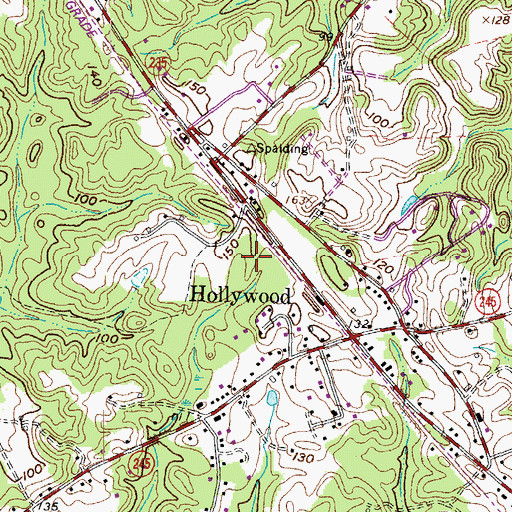 Topographic Map of Hollywood Volunteer Fire Department Company 7, MD