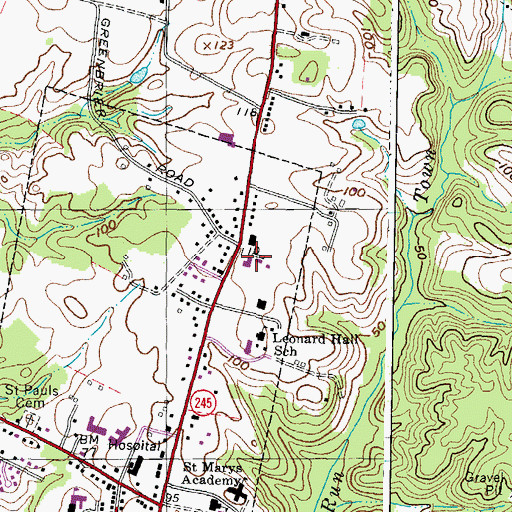 Topographic Map of Maryland State Police Leonardtown Barrack T, MD