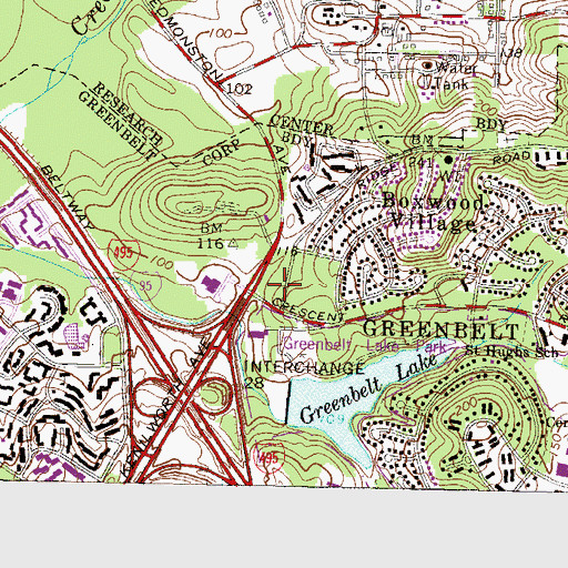 Topographic Map of Greenbelt Police Department, MD