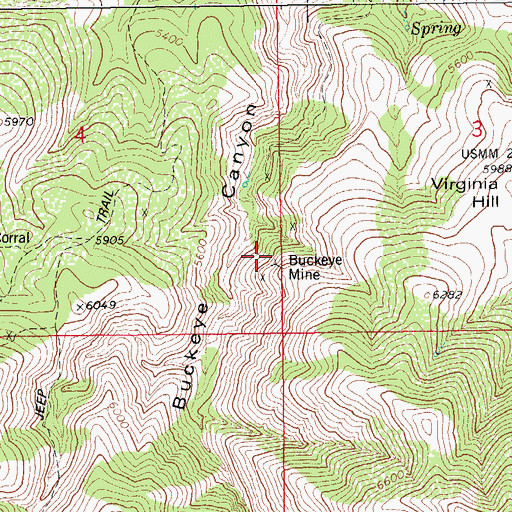 Topographic Map of Buckeye Mine, AZ