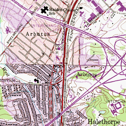 Topographic Map of Arbutus Volunteer Fire Department Station 35, MD