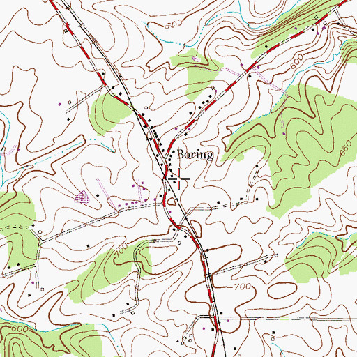 Topographic Map of Boring Volunteer Fire Company Station 42, MD