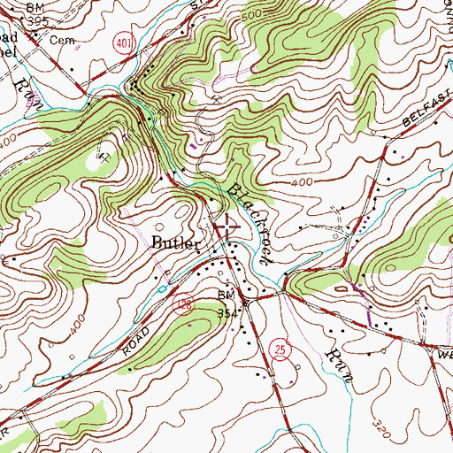 Topographic Map of Butler Volunteer Fire Company Station 49, MD