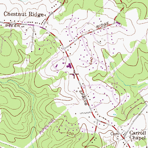 Topographic Map of Chestnut Ridge Volunteer Fire Company Station 50, MD