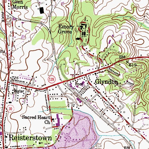 Topographic Map of Glyndon Volunteer Fire Department Station 40, MD