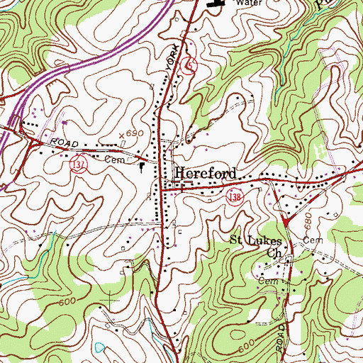 Topographic Map of Hereford Volunteer Fire Company Station 44, MD