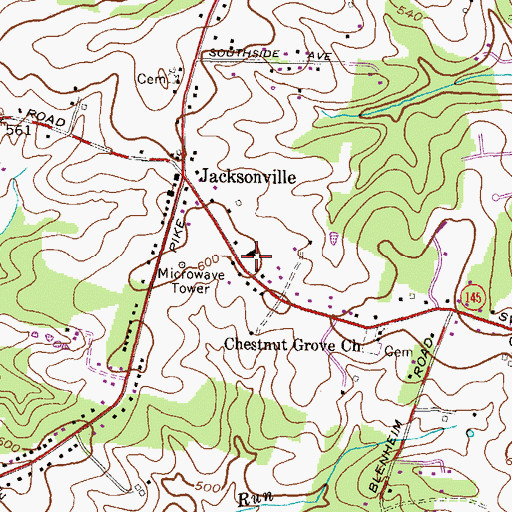 Topographic Map of Jacksonville Volunteer Fire Company Station 47, MD