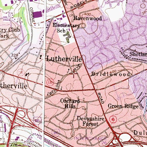 Topographic Map of Lutherville Volunteer Fire Company Station 30, MD