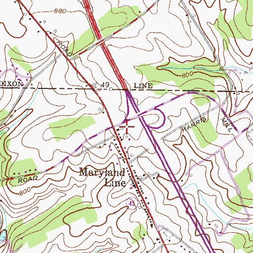 Topographic Map of Maryland Line Volunteer Fire Company Station 45, MD