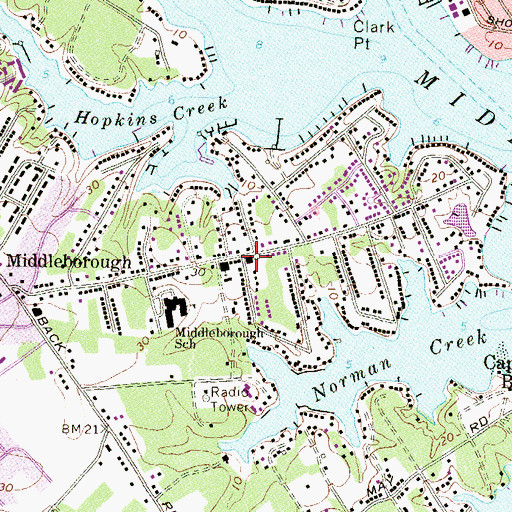 Topographic Map of Middleborough Volunteer Fire Department Station 23, MD