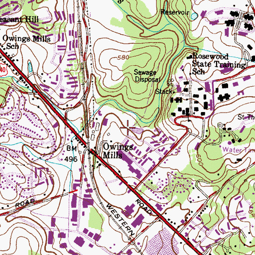 Topographic Map of Owings Mills Volunteer Fire Company Station 31, MD