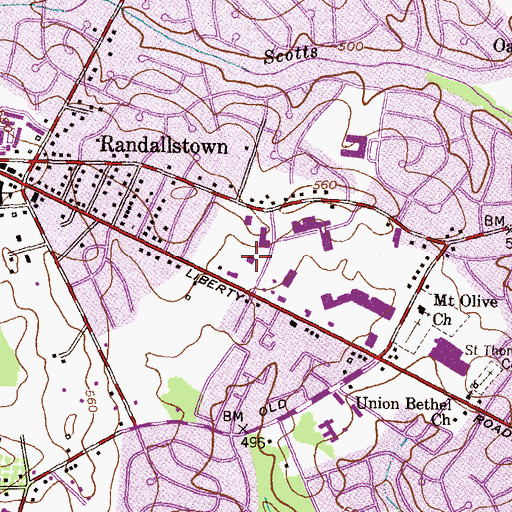 Topographic Map of Baltimore County Fire Department Randallstown - Station 18, MD
