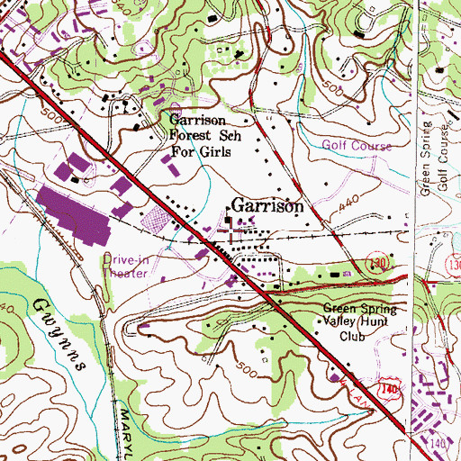 Topographic Map of Baltimore County Fire Department Garrison - Station 19, MD