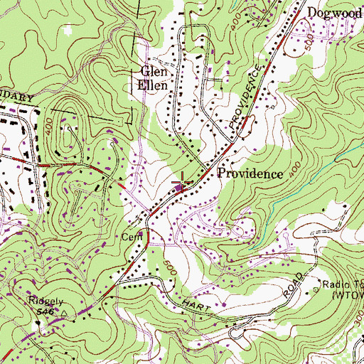 Topographic Map of Providence Volunteer Fire Company Station 29, MD