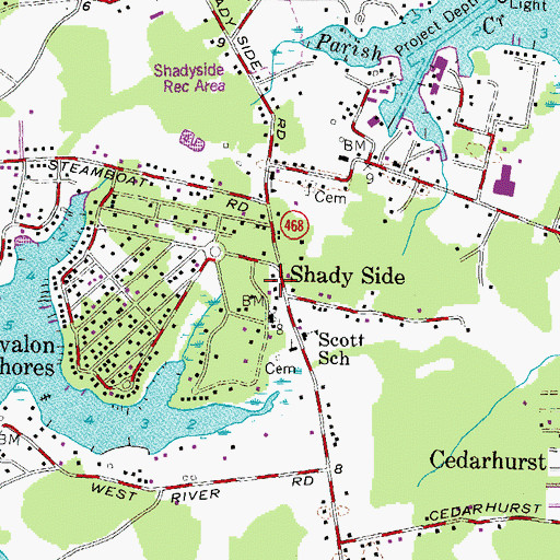 Topographic Map of Avalon Shores Volunteer Fire Department, MD