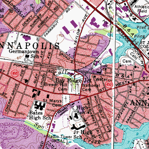 Topographic Map of Annapolis Police Department, MD