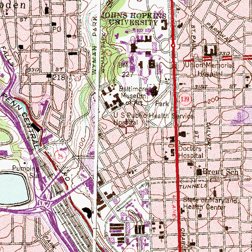 Topographic Map of Baltimore Police Department, MD