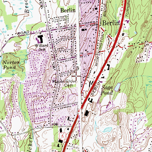 Topographic Map of Maple Grove Cemetery, CT