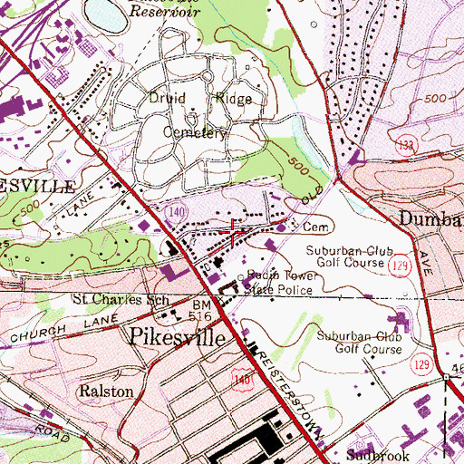 Topographic Map of Baltimore County Fire Department Pikesville - Station 2, MD