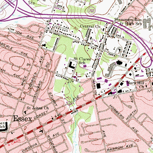 Topographic Map of Baltimore County Fire Department Essex - Station 7, MD