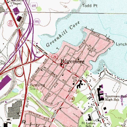 Topographic Map of Baltimore County Fire Department Edgemere - Station 9, MD