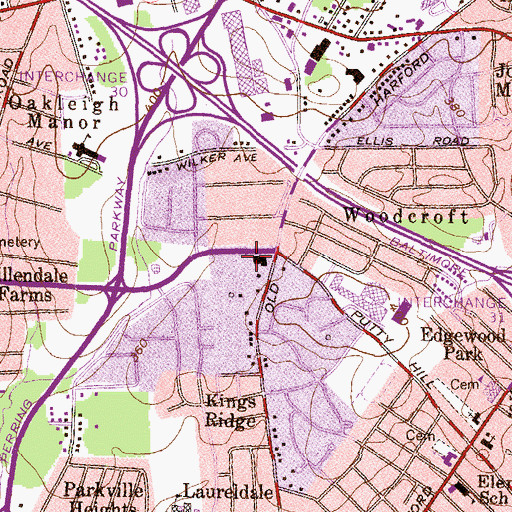 Topographic Map of Baltimore County Fire Department Parkville - Station 10, MD